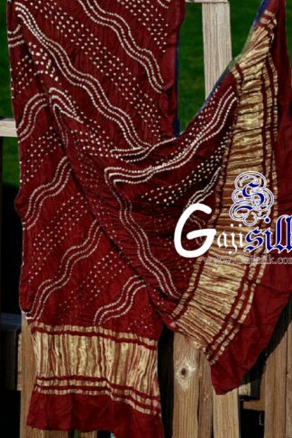 Marron Leheriya Bandhani Dupatta GajiSilk