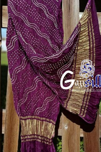Magenta Leheriya Bandhani Dupatta Gaji Silk