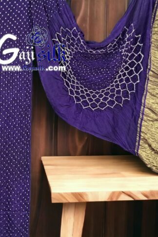 Blue Makdi Bandhani Saree GajiSilk Lagdi Palav