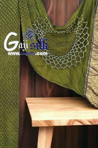 Mehendi Makdi Bandhani Saree GajiSilk Lagdi Palav