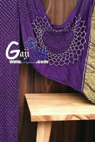 Purple Makdi Bandhani Saree GajiSilk Lagdi Palav