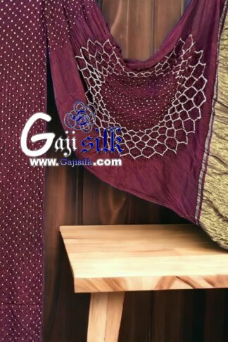 Brown Makdi Bandhani Saree GajiSilk Lagdi Palav