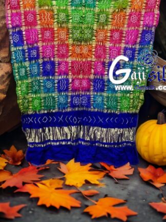 Blue Multi Color Bandhani Gharchola Dupatta Pure GajiSilk