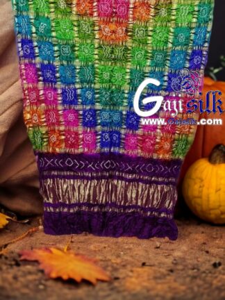 Purple Multi Color Bandhani Gharchola Dupatta Pure GajiSilk