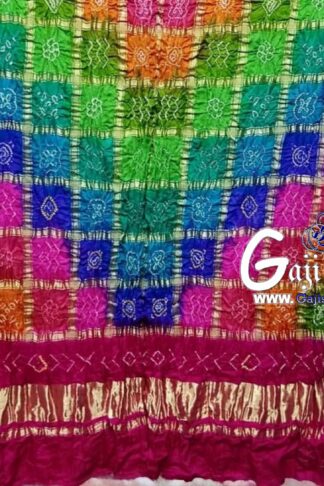Pink Multi Color Bandhani Gharchola Dupatta Pure GajiSilk