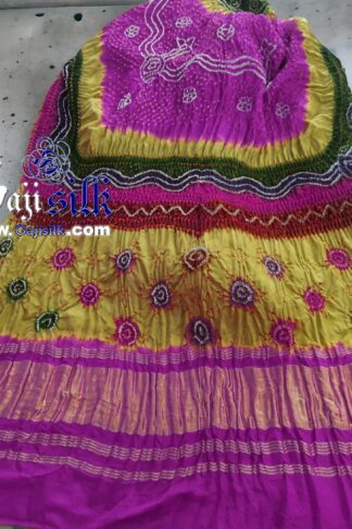 Magenta Multi Color Bandhani Chandrakhani Dupatta Pure GajiSilk