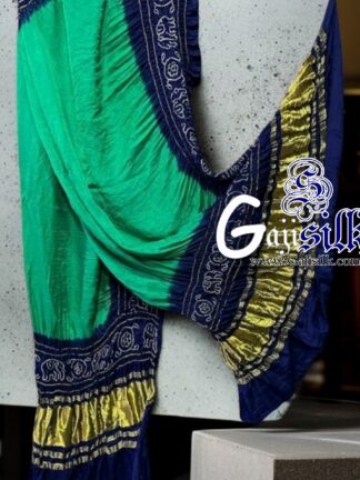 Rama Navy Bandhani Gada Boder Dupatta Panetar Pure GajiSilk
