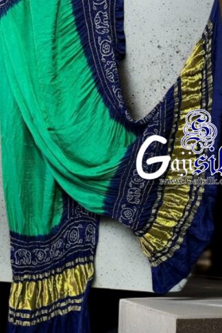 Rama Navy Bandhani Gada Boder Dupatta Panetar Pure GajiSilk