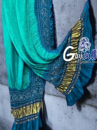 Aqua Sky Bandhani Gada Boder Dupatta Panetar Pure GajiSilk