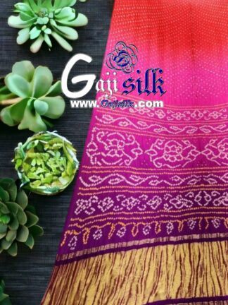 Magenta Multi Color Palav Rai Bandhani GajiSilk Saree