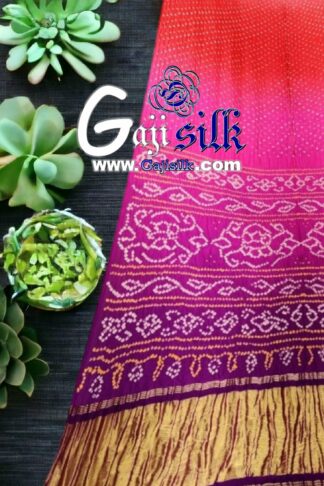 Magenta Multi Color Palav Rai Bandhani GajiSilk Saree