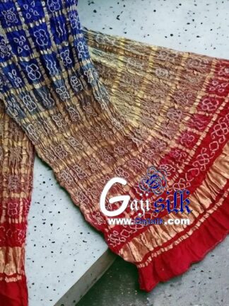 Red Shaded Bandhani Gharchola Dupatta Pure GajiSilk