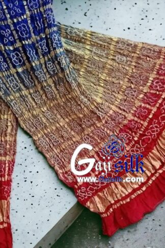 Red Shaded Bandhani Gharchola Dupatta Pure GajiSilk