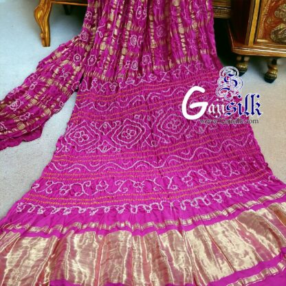 Pink Gharchola Bandhani Saree Pure GajiSilk - Image 2