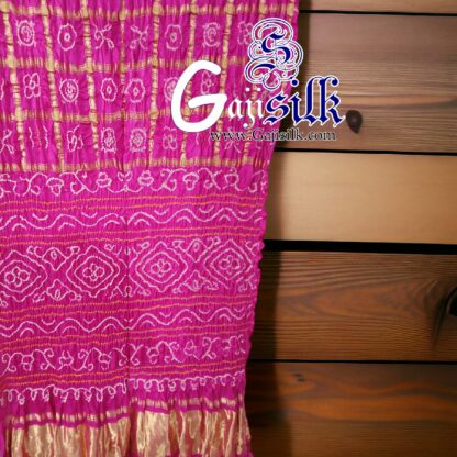 Pink Gharchola Bandhani Saree Pure GajiSilk - Image 4