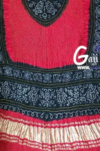 Red Black Ras Mandal Bandhani Dupatta Pure GajiSilk