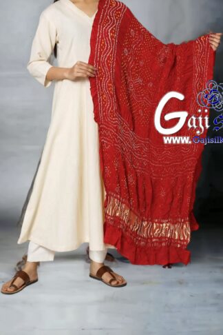 Wedding Red Bandhani Chandrakhani Dupatta Pure GajiSilk
