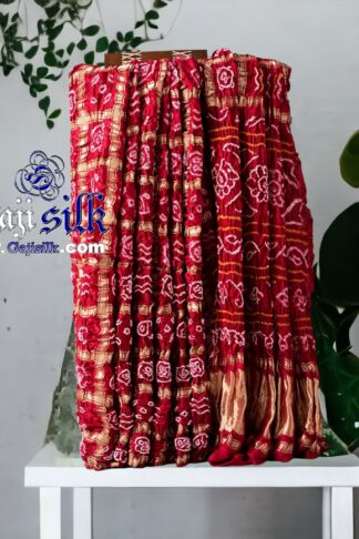 Fire Red Gharchola Bandhani Saree Pure GajiSilk