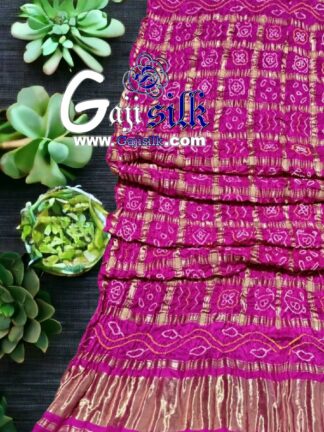Pink Bandhani Gharchola Dupatta Pure GajiSilk