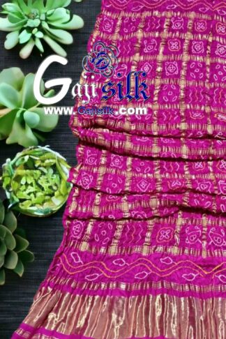 Pink Bandhani Gharchola Dupatta Pure GajiSilk