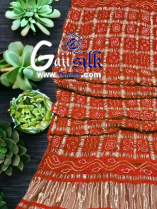 Red Bright Bandhani Gharchola Dupatta Pure GajiSilk