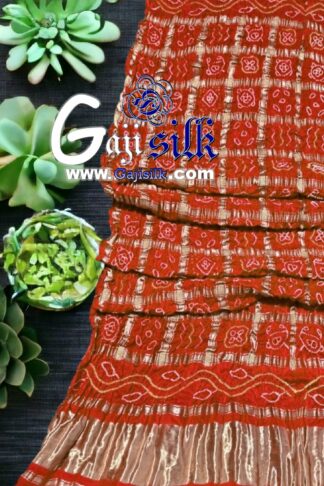 Red Bright Bandhani Gharchola Dupatta Pure GajiSilk