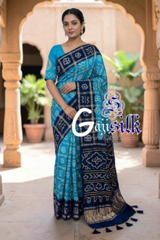 Midnight Sky Gharchola Bandhani Saree Pure Gaji Silk