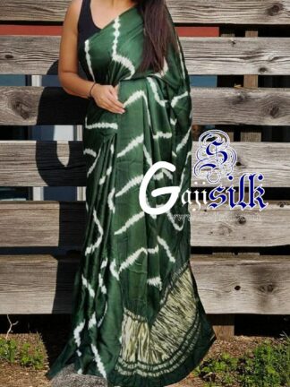 Mehendi Leheriya Shibori Saree Handmade Gaji Silk