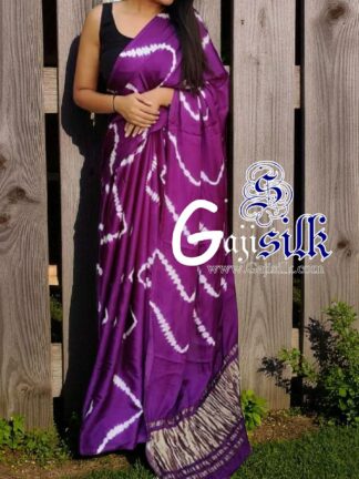 Magenta Leheriya Shibori Saree Handmade Gaji Silk
