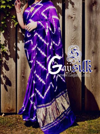 Purple Leheriya Shibori Saree Handmade Gaji Silk