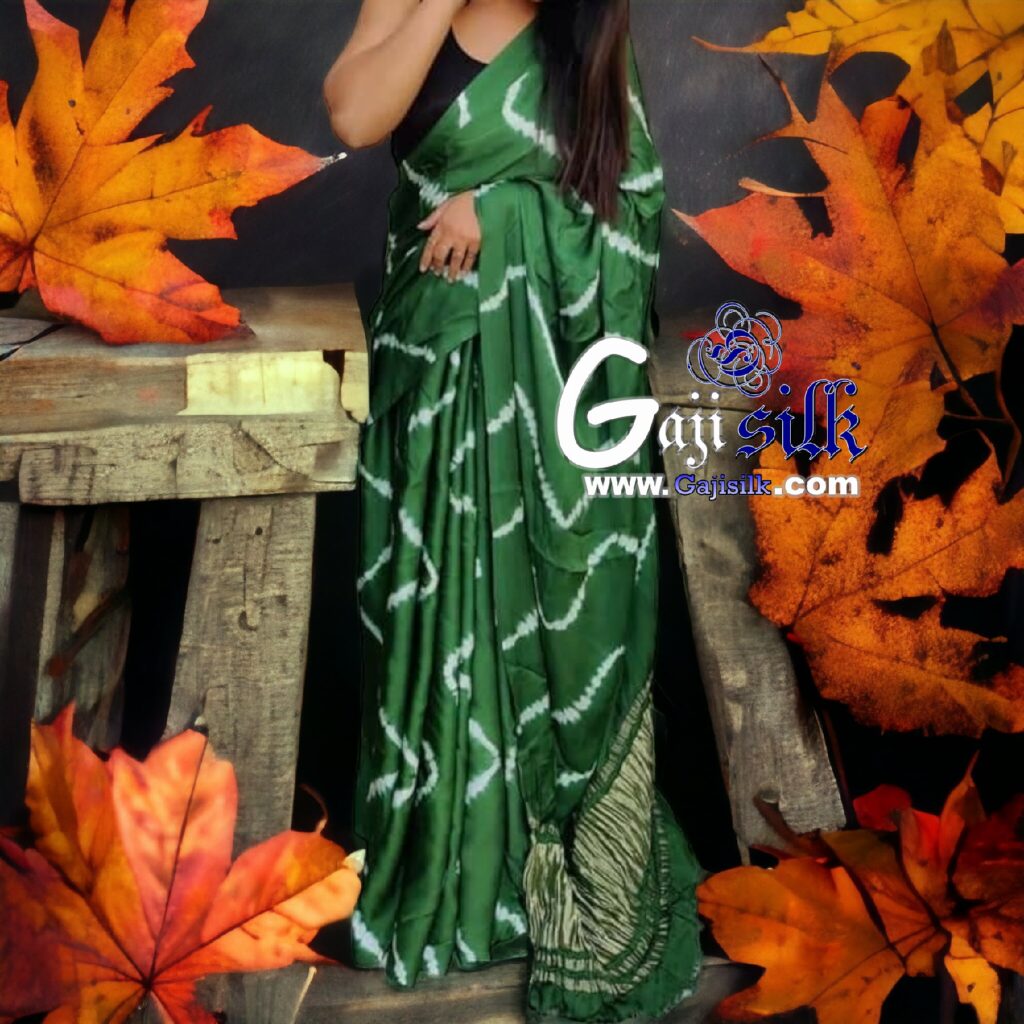 Leelaa Limegreen Shibori Saree