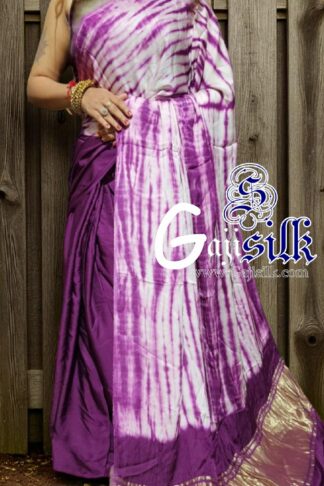 Magenta Leheriya Shibori Saree Handmade Tie Dye GajiSilk