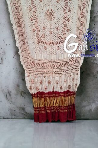 White Maroon Red Bandhani Chandrakhani Dupatta Pure GajiSilk