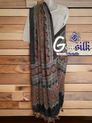 Gaji Silk Natural Ajrak Dupatta 02