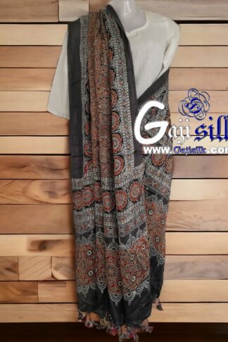 Gaji Silk Natural Ajrak Dupatta 02