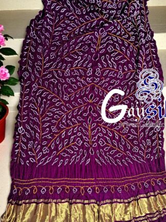 Magenta Ambadal Rai Bandhani Dupatta Pure Gaji Silk