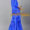 Blue Bandhani Designer Sharara Dress Set In Pure Silk - Image 2