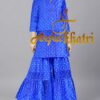 Blue Bandhani Designer Sharara Dress Set In Pure Silk