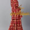 Red Bandhani Gharchola Designer Sharara Dress Set In Kala Cotton - Image 2