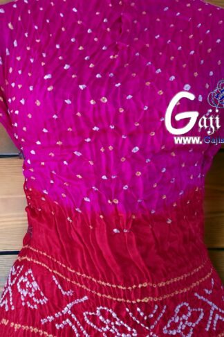 Pink Red Bandhani Blouse Gaji Silk