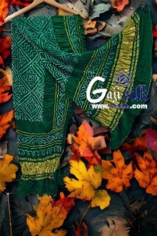 Green Bavan Barg Bandhani Dupatta Pure Gaji Silk