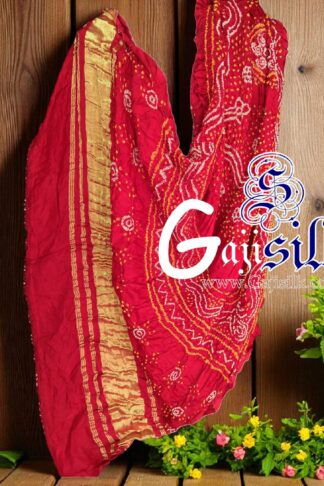 Tomato Bandhani Chandrakhani Dupatta Pure GajiSilk
