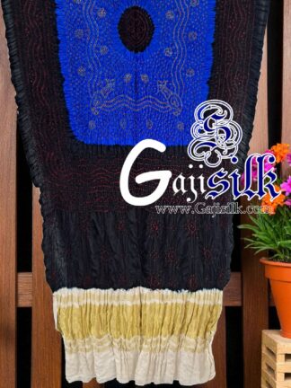 Black Sky Red Bandhani Chandrakhani Dupatta Pure GajiSilk