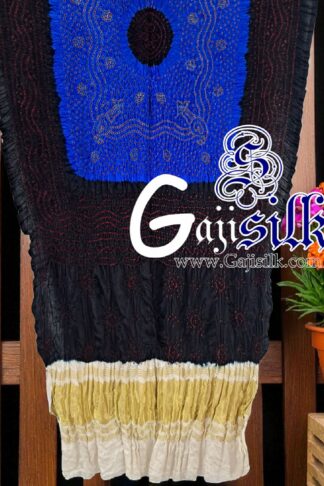 Black Sky Red Bandhani Chandrakhani Dupatta Pure GajiSilk