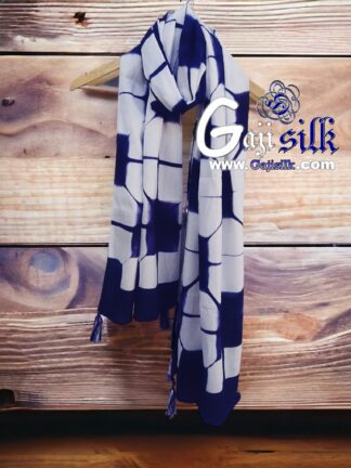 Navy Gaji Silk Clamp Dyed Stole