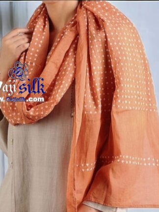 Pastel Orange Stole Designer Pure Gaji Silk