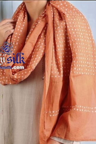 Pastel Orange Stole Designer Pure Gaji Silk