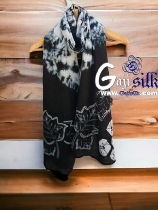 Black Gaji Silk Clamp Dyed Stole
