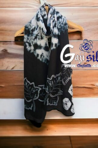Black Gaji Silk Clamp Dyed Stole
