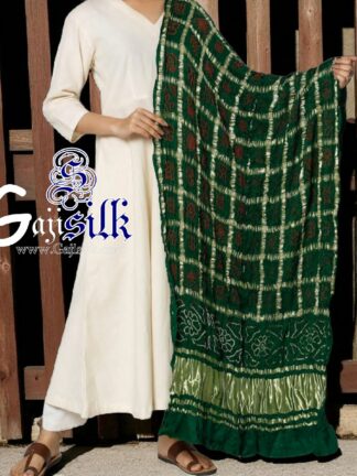 Green Red Bandhani Gharchola Dupatta Pure GajiSilk